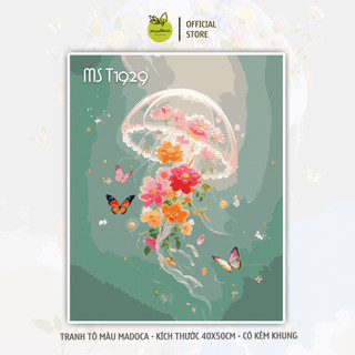[HỎA TỐC] TỔNG HỢP tranh tô màu theo số BIỂN RỰC RỠ, kích thước 40x50cm đã căng khung, sẵn màu và cọ