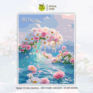 [HỎA TỐC] TỔNG HỢP tranh tô màu theo số BIỂN RỰC RỠ, kích thước 40x50cm đã căng khung, sẵn màu và cọ