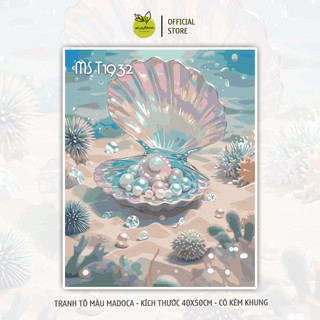 [HỎA TỐC] TỔNG HỢP tranh tô màu theo số BIỂN RỰC RỠ, kích thước 40x50cm đã căng khung, sẵn màu và cọ