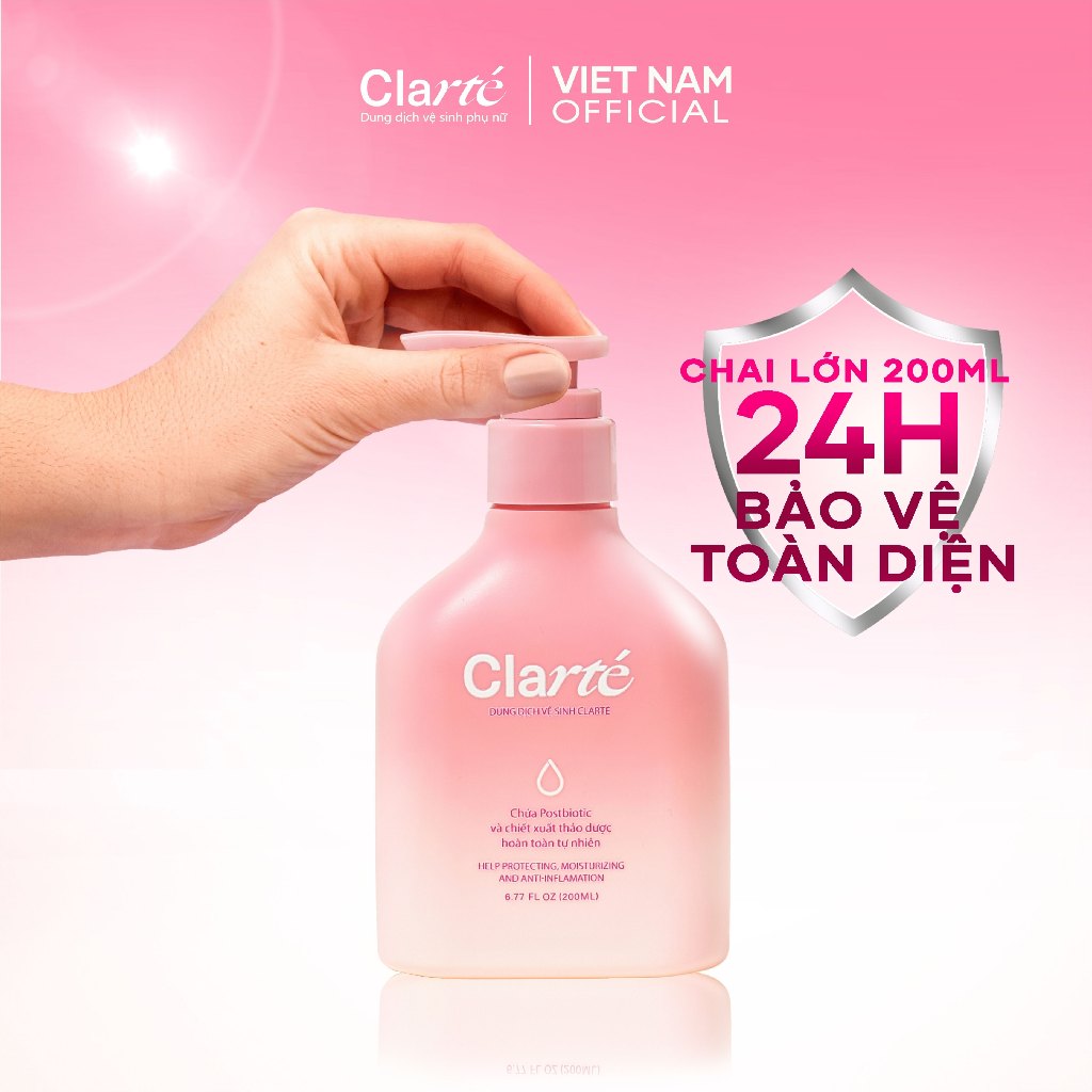 Dung Dịch Vệ Sinh Clarté Organic - Có Postbiotic và Thảo Dược Thiên Nhiên Dưỡng Ẩm_Cân Bằng pH 200ml
