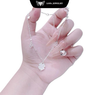 [Hộp Xinh]Lắc chân Bạc LoPa SK29,dáng bốn lá mix hộp vuông nhẹ nhàng, tinh tế, Bạc LoPa