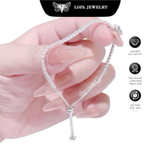 [KÈM NƯỚC RỬA BẠC] Lắc tay bạc LoPa dáng rút một hàng đá SK29 dáng nhẹ nhàng,tinh tế, sang trọng,LoPa Jewelry