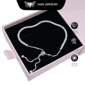 Lắc tay bạc LoPa dáng rút một hàng đá SK29 dáng nhẹ nhàng,tinh tế, sang trọng,LoPa Jewelry