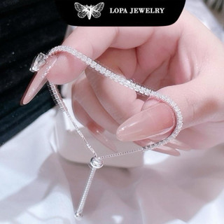 [KÈM NƯỚC RỬA BẠC] Lắc tay bạc LoPa dáng rút một hàng đá SK29 dáng nhẹ nhàng,tinh tế, sang trọng,LoPa Jewelry