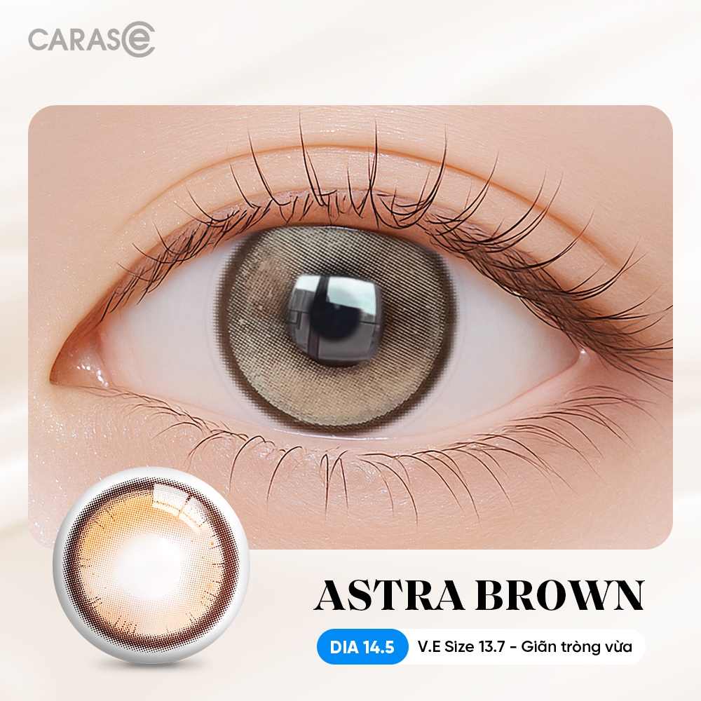[1 chiếc] Kính áp tròng khoá ẩm 8H 1 Tháng Màu Nâu Tây CARASE, Lens cận ASTRA BROWN