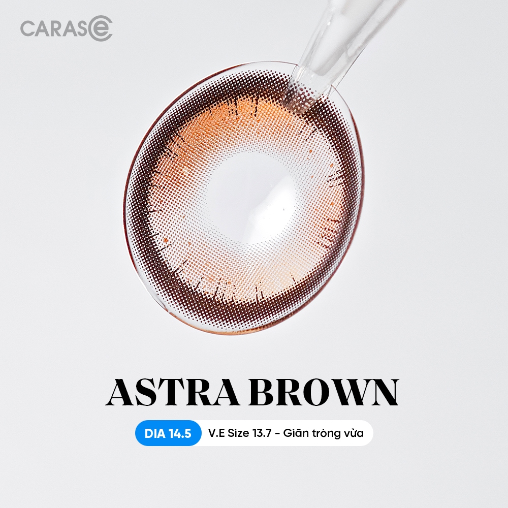 [1 chiếc] Kính áp tròng khoá ẩm 8H 1 Tháng Màu Nâu Tây CARASE, Lens cận ASTRA BROWN