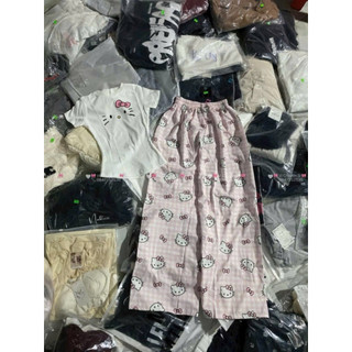 Set bộ áo babytee in hình mix quần xuông đũi hello kitty