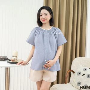 Áo Bầu Phối Cổ Ren Larosa Chất Liệu Thô Mềm Thoáng Mát Trẻ Trung Thanh Lịch LA069A