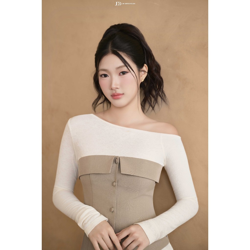 Set Áo Len Trễ Vai Phối Quây Lưng 2K05.2509. Quần Ống Rộng 2 Ly Bung Cạp Thấp Thời Trang Nữ 3P11.2509. Bộ Đồ Công Sở JM