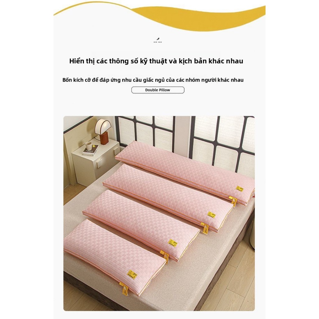 【GỐI ĐÔI WAFFLE 3D】Gối Sợi Đậu Nành Dài 1m -1m8 Ôm Trọn 2 Người, NÂNG ĐỠ CỔ TOÀN DIỆN - Ngủ Ngon Suốt Đêm