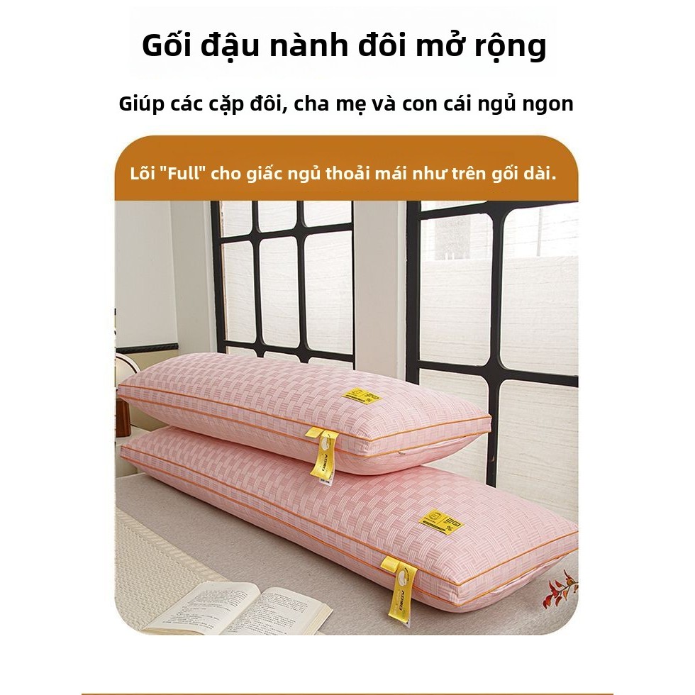 【GỐI ĐÔI WAFFLE 3D】Gối Sợi Đậu Nành Dài 1m -1m8 Ôm Trọn 2 Người, NÂNG ĐỠ CỔ TOÀN DIỆN - Ngủ Ngon Suốt Đêm