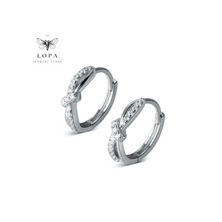 Khuyên tai nữ bạc LoPa SK303, dáng khuyên chốt bấm tròn vô cực xinh xắn, cá tính, thanh lịch , Bạc LoPa