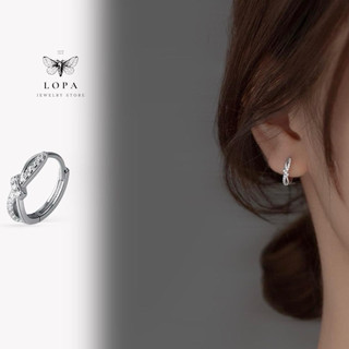 Khuyên tai nữ bạc LoPa SK303, dáng khuyên chốt bấm tròn vô cực xinh xắn, cá tính, thanh lịch , Bạc LoPa