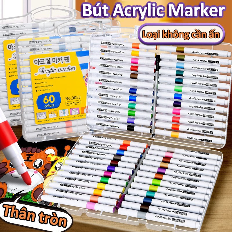 Hộp Bút Màu Acrylic, Mực Đều Không Lem, Màu Đẹp Sắc Nét, Phù Hợp Cho Bé Và Người Lớn