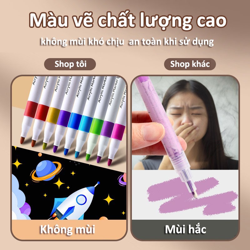 Hộp Bút Màu Acrylic, Mực Đều Không Lem, Màu Đẹp Sắc Nét, Phù Hợp Cho Bé Và Người Lớn