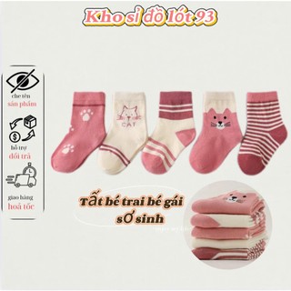 Set 5 Đôi Vớ Cotton Tất Sơ Sinh Cho Cả Bé Trai Và Bé Gái Nhiều Họa Tiết Từ 0-3 tuổi ss11 ss7