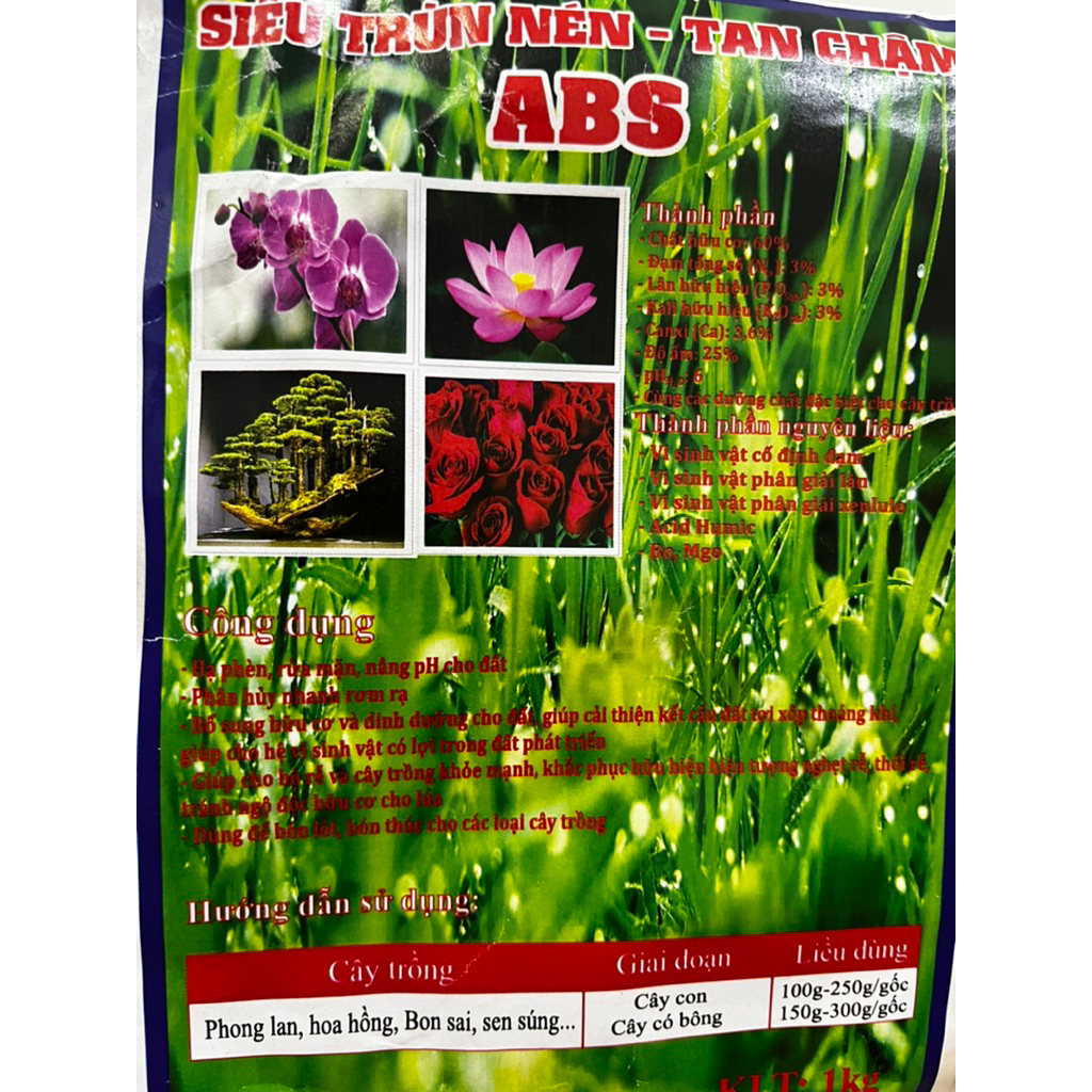 Phân trùn quế Hữu cơ 1Kg tan chậm dạng nén- Sử dụng cho mọi loại cây cảnh trong nhà, cây rau, ăn trái