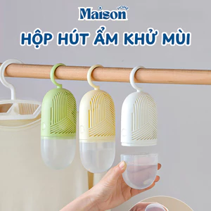 Hộp Hút Ẩm Khử Mùi Tái Sử Dụng Siêu Hút Ẩm MAISON Chống Mốc, Nồm, Ẩm Có Móc Treo Tủ Quần Áo, Tủ Giày