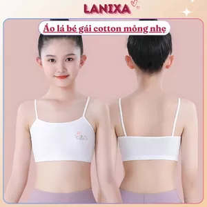 Áo lót bé gái hai dây mảnh không đệm mút mỏng nhẹ thoáng mát họa tiết hoạt hình xinh xắn LANIXA A154