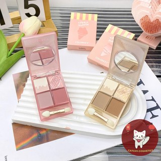 [COLORKEY] Bảng Phấn Mắt Colorkey 4 Ô Mini Bỏ Túi Que Kem Ngọt Ngào Kèm Cọ Mắt 2 Đầu Tiện Lợi, 4g