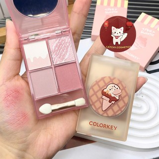[COLORKEY] Bảng Phấn Mắt Colorkey 4 Ô Mini Bỏ Túi Que Kem Ngọt Ngào Kèm Cọ Mắt 2 Đầu Tiện Lợi, 4g