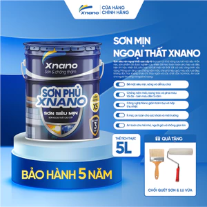Sơn Mịn Ngoại Thất XNANO Cao Cấp – Siêu Mịn, Chống Mốc, Bền Màu 5 Năm | 5L & 18L | Tặng Chổi + Lu