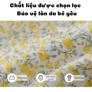 [TẶNG KÈM TÚI] Váy Cho Bé Gái, Váy  Bé Gái Thiết Kế Hoa Nhí Cổ Bèo  Chất Liệu Cotton Thoáng Mát