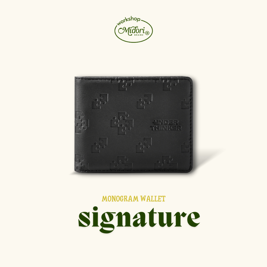 Ví Da PU Đứng Monogram Signature Cao Cấp Nam Nữ Bóp Đựng Tiền Thẻ Nhiều Ngăn | MI MIDORI
