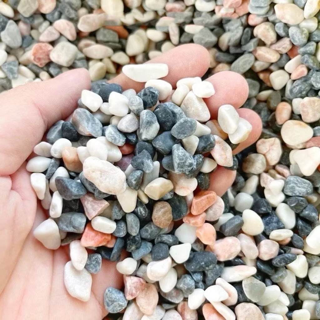 Sỏi trắng/ sỏi màu túi 1kg trang trí chậu cây, rải thảm ban công, sân vườn