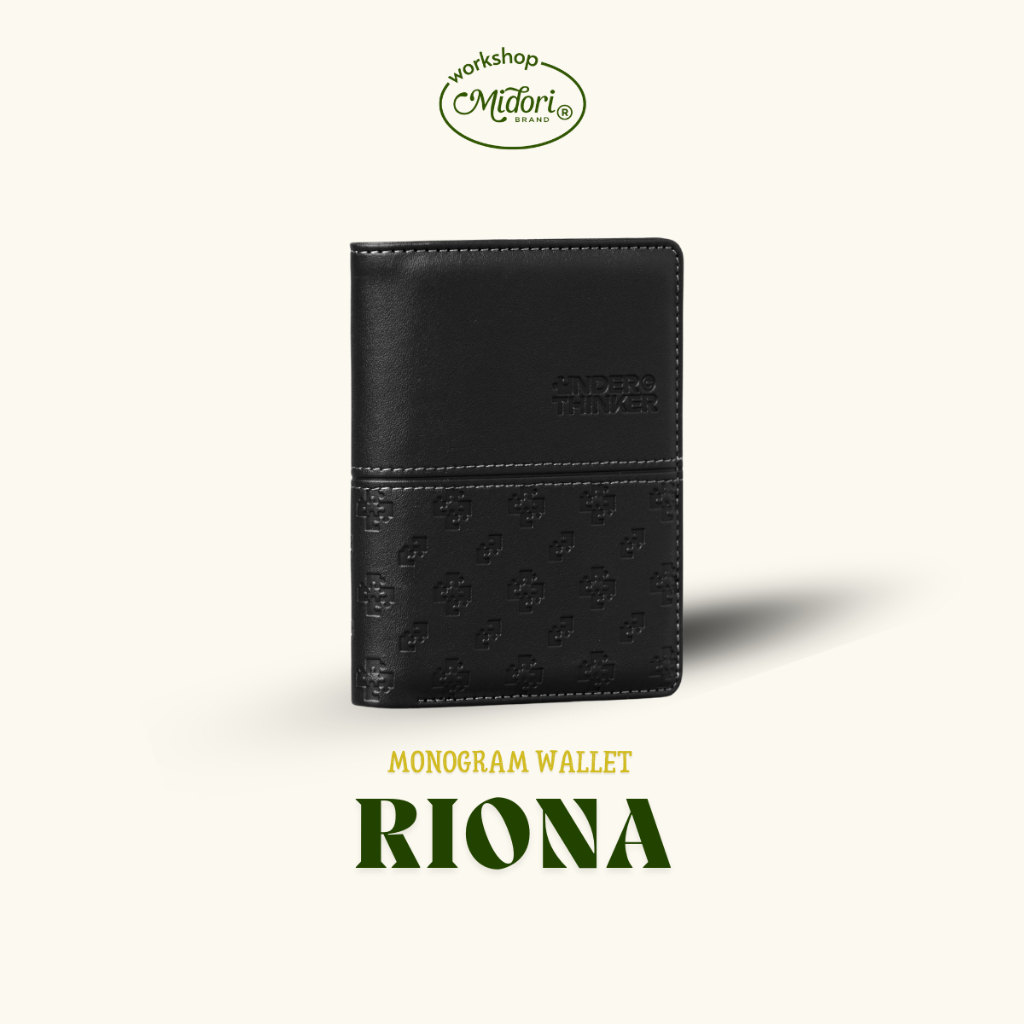 Ví Da PU Đứng Monogram RIONA Trượt Nước Nam Nữ Bóp Đựng Tiền Thẻ Nhiều Ngăn | MI MIDORI