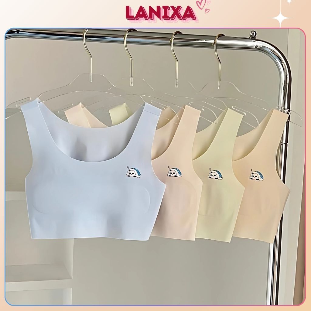 Áo lót lá bé gái học sinh chất su mềm mại thoáng mát dây bản to co giãn họa tiết cute LANIXA B8999