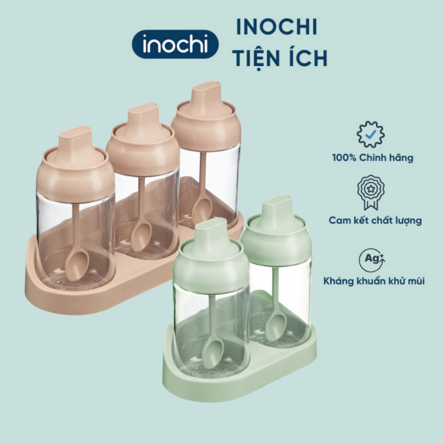 Bộ 2, bộ 3 hộp gia vị Tritan Yoko tiêu chuẩn Nhật có nắp, muỗng tiện dụng - CHÍNH HÃNG INOCHI