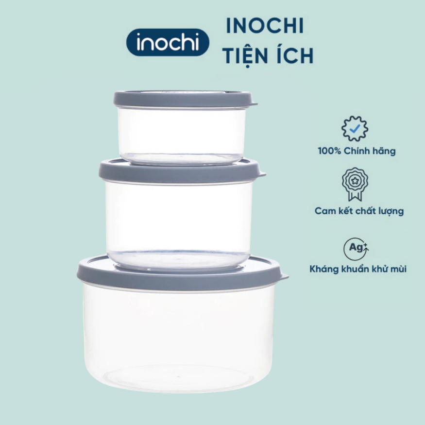 Bộ 3 hộp nhựa tròn INOCHI đựng thực phẩm 500-1000-2000ml và 750-1500-2500ml