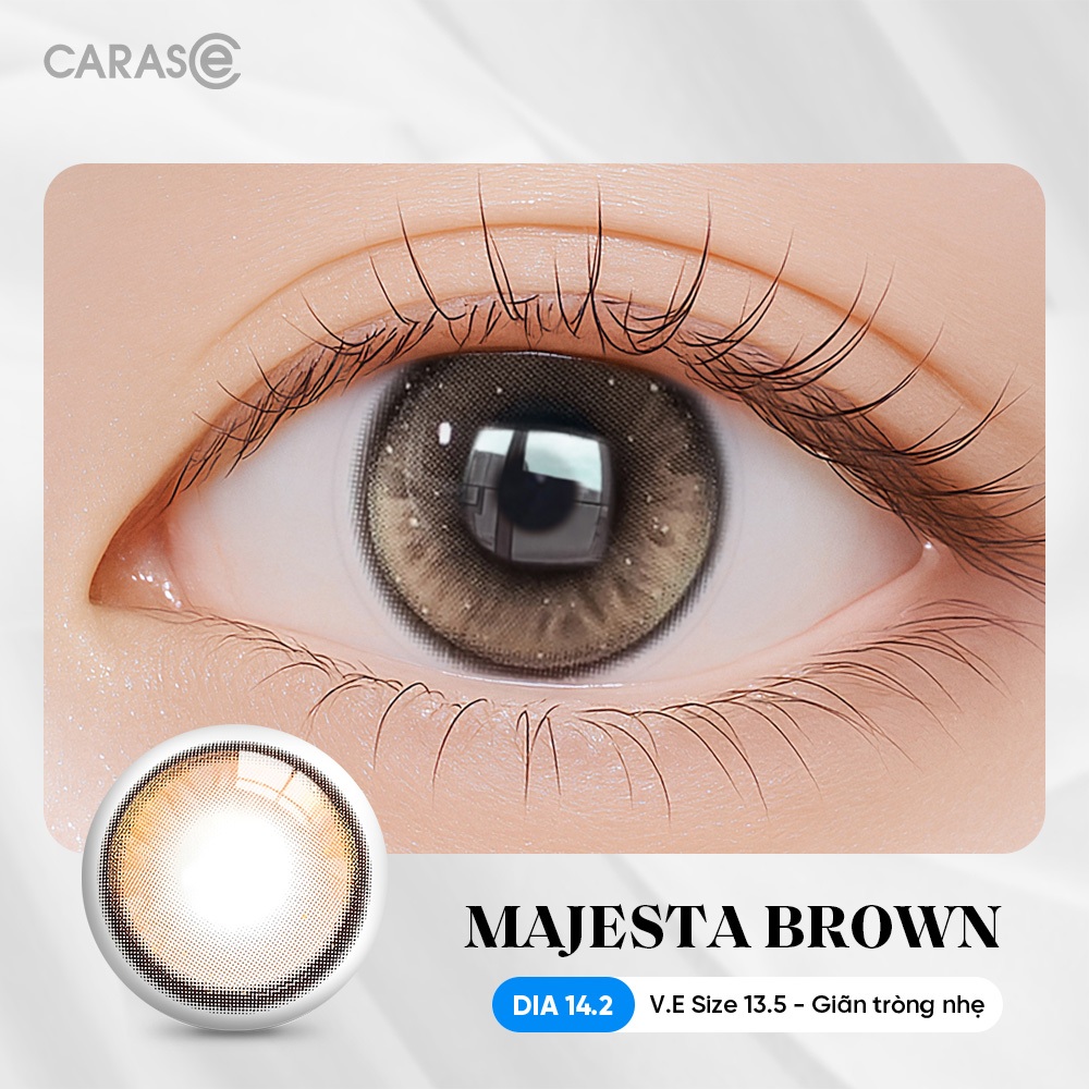 [1 chiếc] Kính áp tròng khoá ẩm 8H 1 Tháng Màu Nâu Sẫm CARASE, Lens cận MAJESTA BROWN