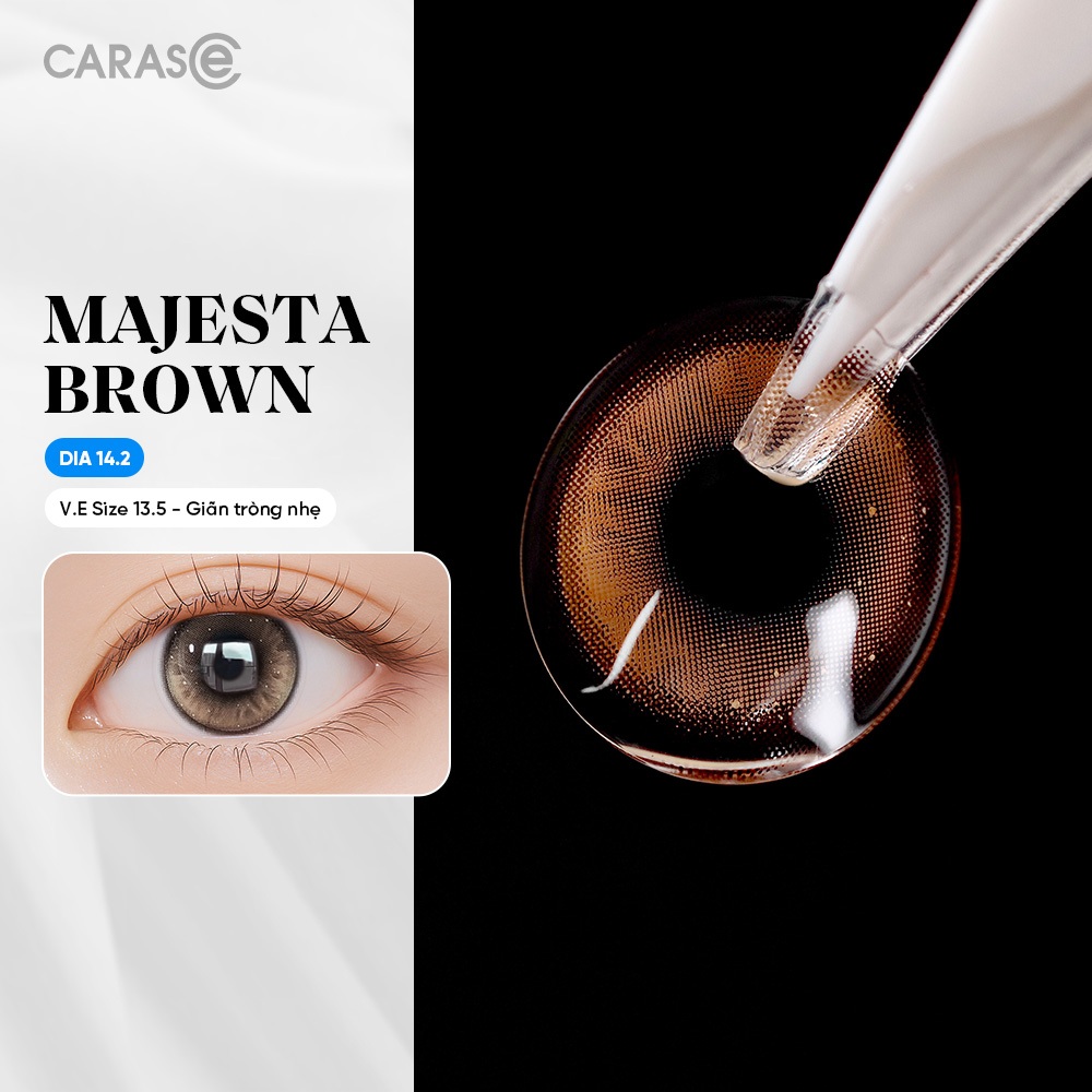 [1 chiếc] Kính áp tròng khoá ẩm 8H 1 Tháng Màu Nâu Sẫm CARASE, Lens cận MAJESTA BROWN