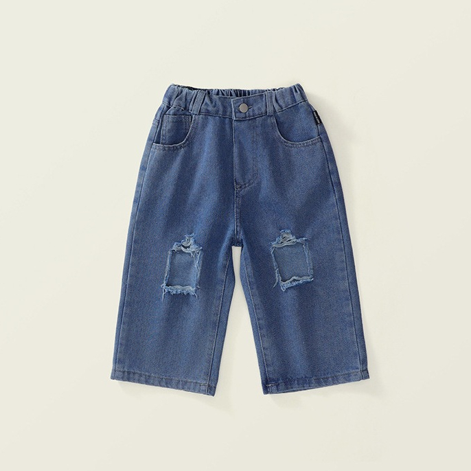 Quần Jean Bé Gái HANIA KIDS Rách Gối Phong Cách Cá Tính Năng Động