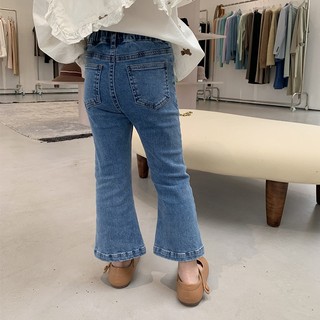 Quần Jean Cho Bé, Quần Jean Ống Loe Cho Bé Gái Chất Liệu Jean Co Giãn Mềm Mại