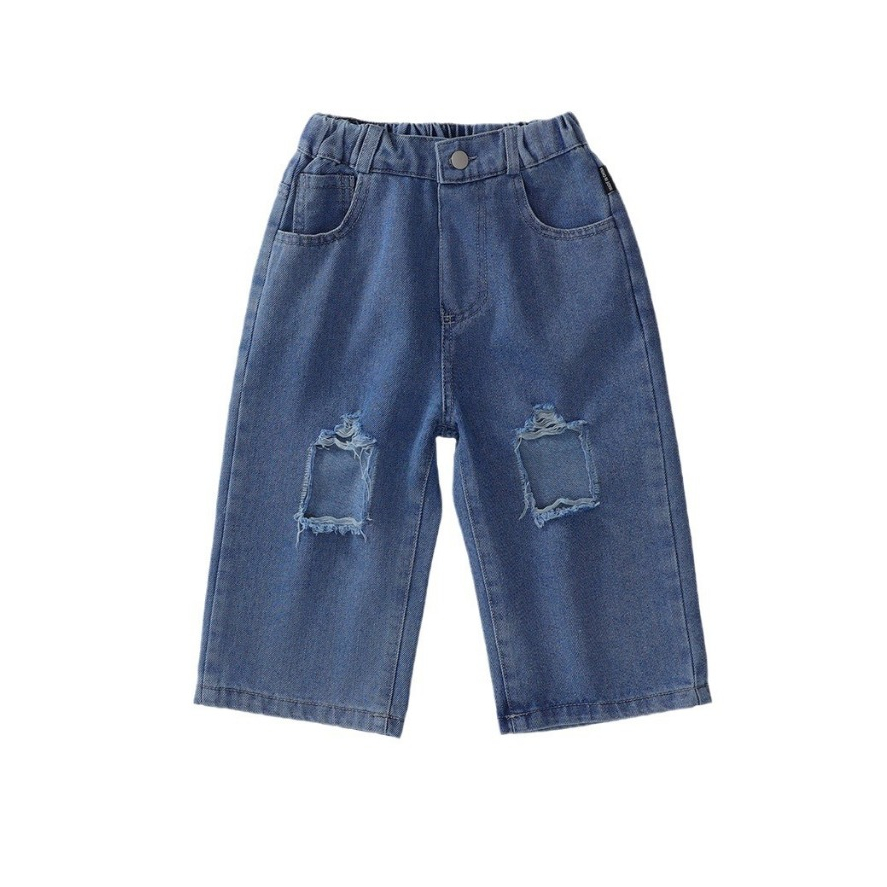Quần Jean Bé Gái HANIA KIDS Rách Gối Phong Cách Cá Tính Năng Động