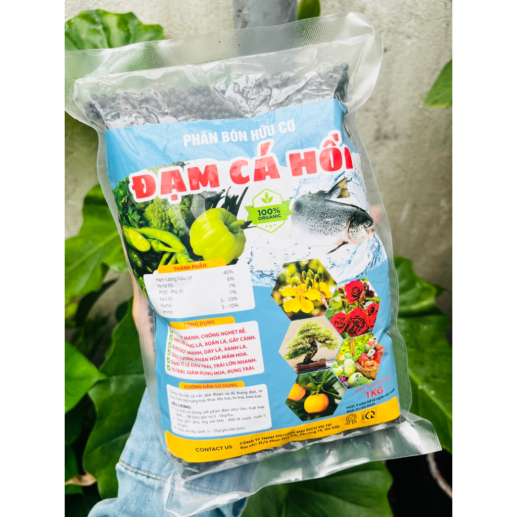 Phân bón Đạm cá hồi Hữu cơ túi 1Kg- Dạng viên nén, tăng cường dinh dưỡng cho đất, thích hợp với mọi loại cây