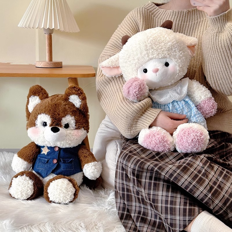 Bộ Gấu Bông Hình Con Vật Chạy Bộ Đáng Yêu, Thú Nhồi Bông Động Vật Mặc Yếm Lông Tơ Mềm Mại Quà Tặng Cho Bé, Bạn Gái