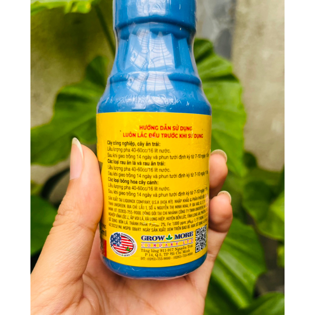 Phân bón lá B1 Grow more 100ml -Vitamin B1 cho cây văn phòng, kiểng lá, bón hoa