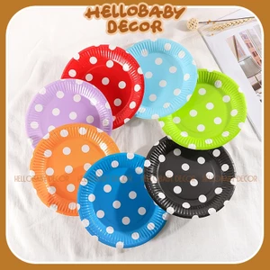 Set 10 đĩa giấy chấm bi trang trí sinh nhật - phụ kiện tổ chức sinh nhật - tiệc (18cm)