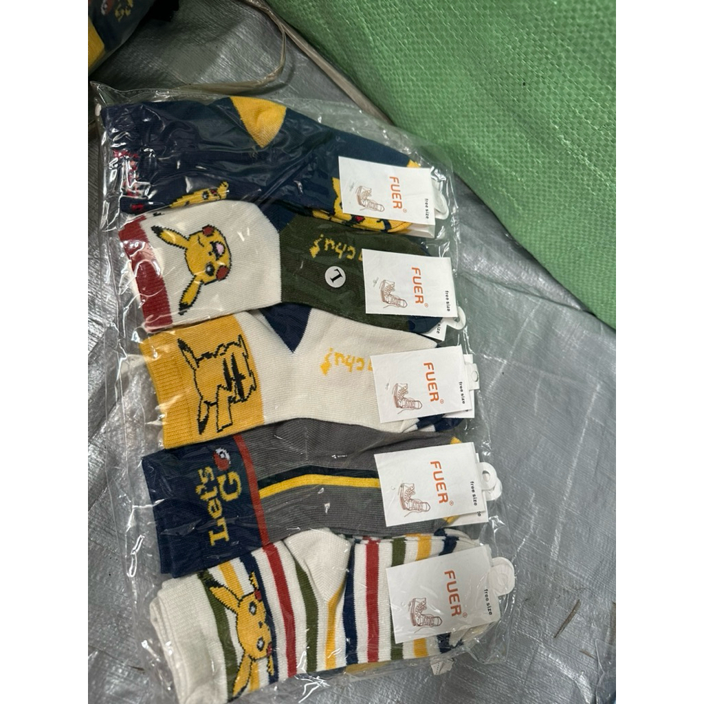 Sét 5 đôi tất trẻ em cổ cao pikachu
