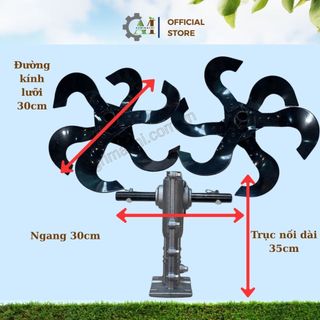 Đầu xới đất gắn máy cắt cỏ lưỡi hình chữ C, độ bền cao, trục kết nối 35cm_ Agrimachi