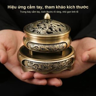 Lư Xông Trầm Hương Hoa Sen & Liên Hoa -Lư Hương Đồng Đúc Khắc Hoa Tiết