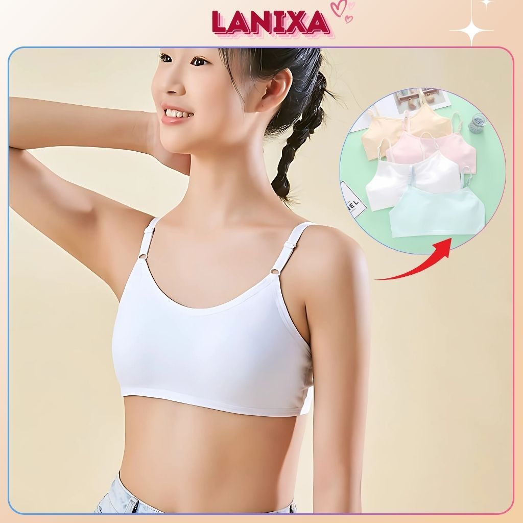 Áo lót học sinh tuổi dậy thì cotton dày dặn thấm hút tốt dây có nút điều chỉnh tiện lợi LANXIA B8891