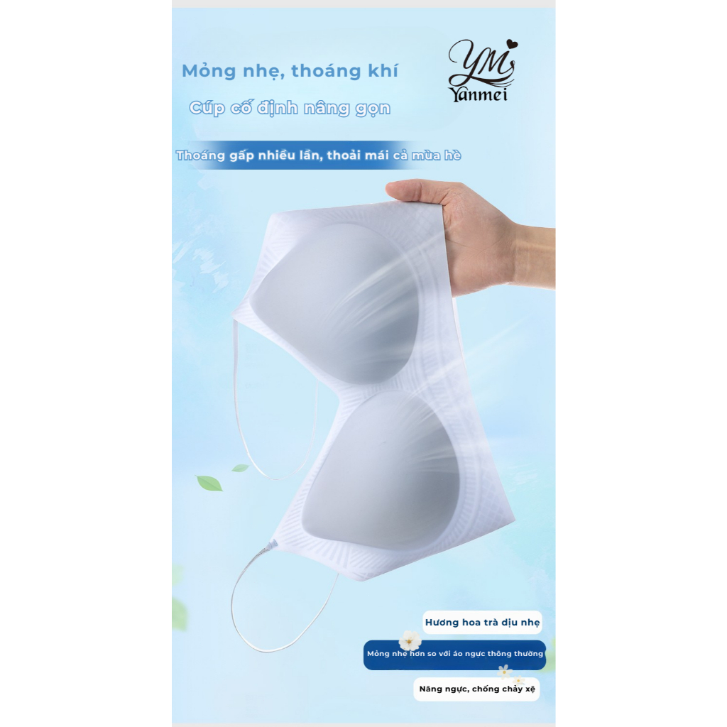 [YANMEI GM01] Áo lót hương hoa trà đúc su chui đầu, bra ko gọng chui đầu su lạnh không đường may, áo ngực tàng hình