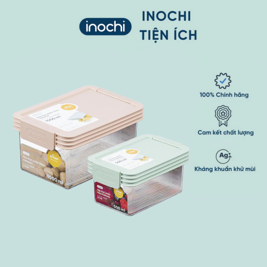 Bộ 3 hộp thực phẩm Tritan chữ nhật Hokaido 500-1000-2000ml - CHÍNH HÃNG INOCHI
