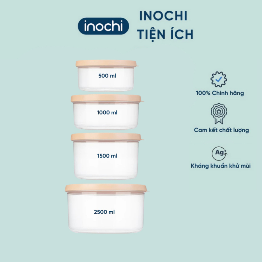 Bộ 4 hộp nhựa tròn đựng thực phẩm, an toàn, tiện dụng, chịu nhiệt tốt - CHÍNH HÃNG INOCHI