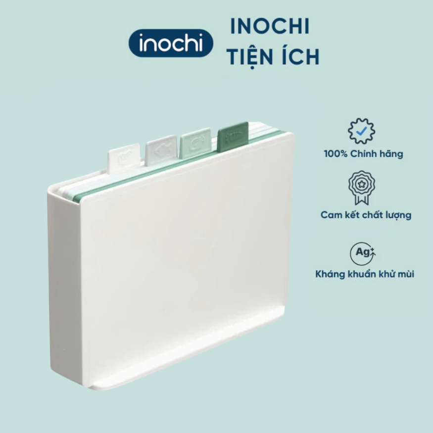 Bộ 4 thớt kèm hộp Inochi, có phân loại thớt tiện dụng, màu sắc pastel xinh xắn